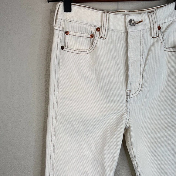 Re/Done Originals Womens Skinny Jeans 26 High-Rise Off White Corduroy Button Fly - Picture 3 of 14